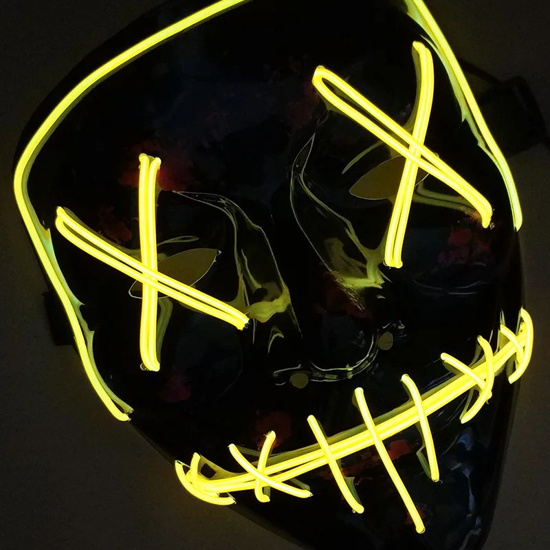 

New Style Black V Fork Face Outer Ring Cold Light Mask Luminous Mask Halloween Horror LED Luminous Mask El