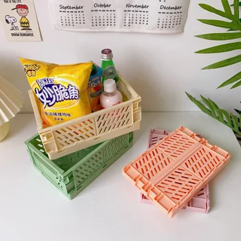 

Foldable Stationery Cosmetics Storage Holder Folding Sundries Snacks Kid Toy Office Home Desk Table Organizer Basket Candy Color
