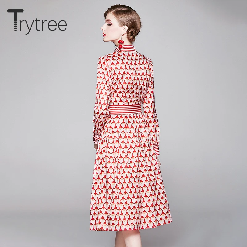 Осенне зимнее женское Повседневное платье Trytree однобортное модное элегантное
