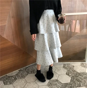 

EAD 2019 autumn and winter new wave point cake skirt Korean version of the high waist was thin skirt wild woman
