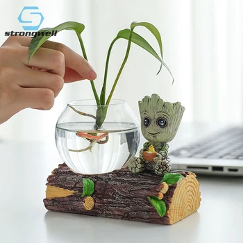 

Strongwell Creative Groot Transparent Hydroponic Glass Flower Vase Green Plant Pot Desktop Spherical Fish Tank Home Decoration