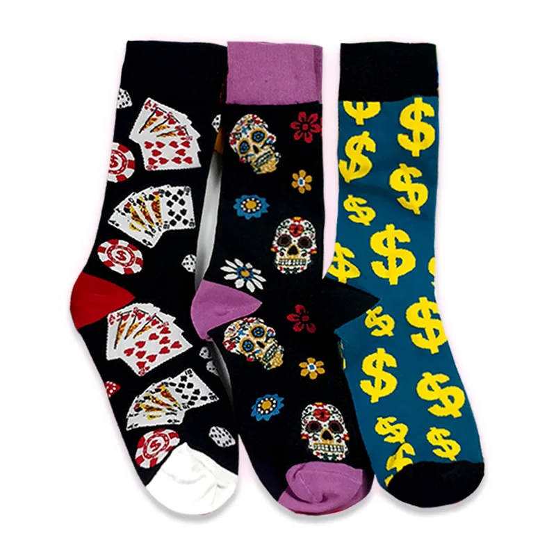 Осень новые зимние мужские и женские модные длинные женские носки в стиле хип-хоп цветные хлопковые носки с цветочным рисунком