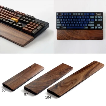 

Walnut Wooden Keyboard Wrist Rest with Anti-Slip Mat Ergonomic Gaming Desk Wrist Pad Support 60 87 104 Keys Mechanical Keyboard