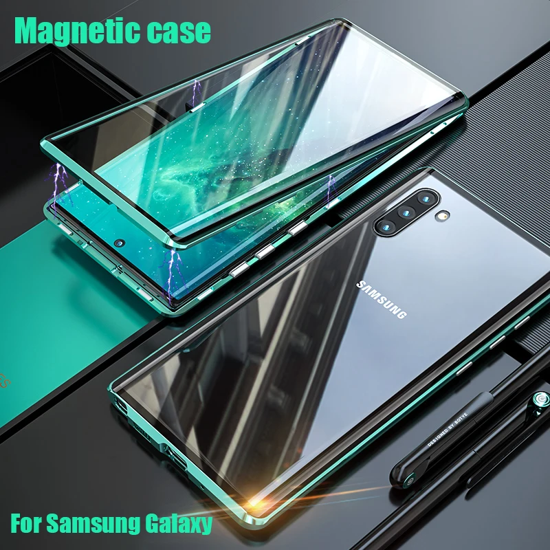 Двухсторонний Магнитный чехол для Samsung Galaxy S20 S10 S9 S8 Plus Note 20 UItra 10 Pro 8 9 A51 A71 A50 A70 A10