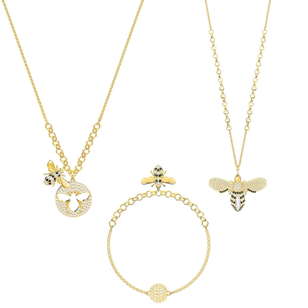 

2019 Fashion High Quality New Lisabel Necklace Set Female Shiny Crystal Bee To Send Girlfriend Romantic Birthday Jewelry Gift