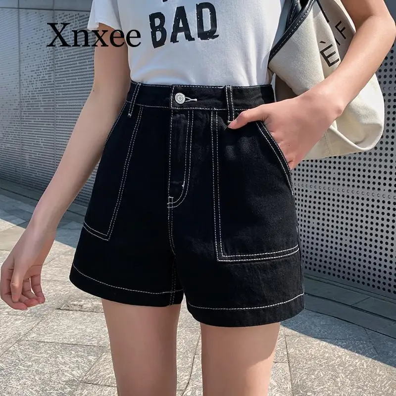 Black Loose  Denim Shorts Femeninos High Waisted Denim Shorts  Jeans Shorts New Summer Short En Jeans Femme