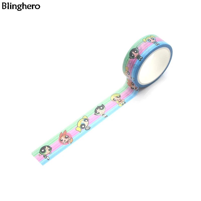 Blinghero The Powerpuff девушки 15 мм X 5 м Васи нажмите симпатичная Маскировка клейкие ленты Diy наклейки декоративные ленты классная наклейка BH0032