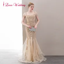 ILoveWedding Vestido de festa Роскошные платье для выпускного вечера в виде сердца свадебное платье без рукавов с открытыми плечами золотые блестки Формальное длинное платье на выпускной для вечерние