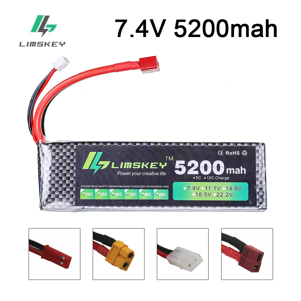 Limskey Мощность Батарея 7 4 V 5200 мА/ч 30C батареи для радиоуправляемых игрушек Ду