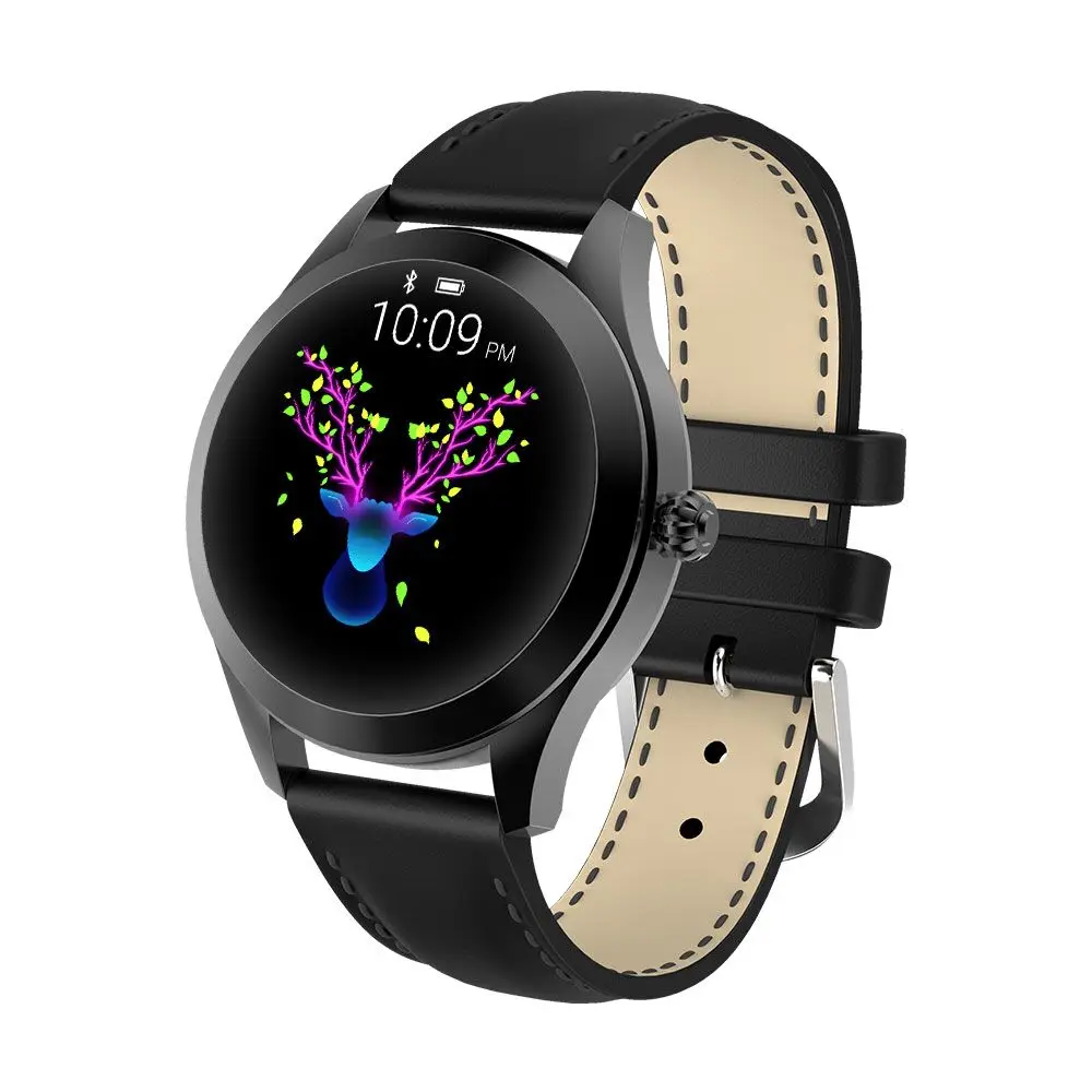 Смарт-часы женские/женские Смарт-часы фитнес-Браслет мониторинг сердечного ритма Смарт-браслет Bluetooth для Android IOS PK B57 Смарт-часы - Цвет: KW10 black leather