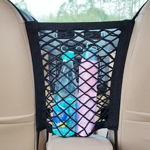 Coche trasero asiento para maletero cadena red elástica magia etiqueta engomada Universal bolsa de almacenamiento de bolsillo de la jaula de organizador asiento mochila Coche