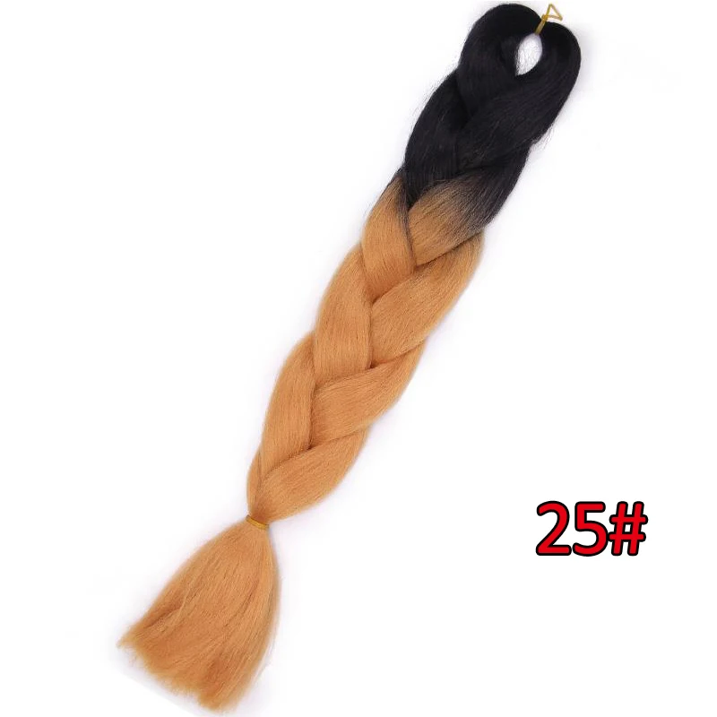 Энергичные цветные огромные косички длинные 24 дюйма Омбре крючком косички синтетические волосы для женщин для девочек - Цвет: 25
