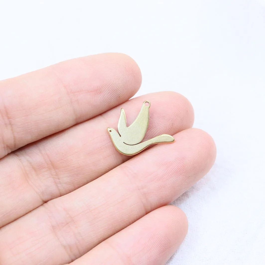 스테인리스강 예쁜 비둘기, DIY 발목 귀걸이, 무색 2 가지 색상, 도매, 15mm, 10 개
