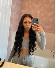 Mishell 30 32 34 extensiones de pelo ondulado malasio ondulado de 40 pulgadas con extensiones de cabello humano Frontal con cierre, extensión de cabello Remy