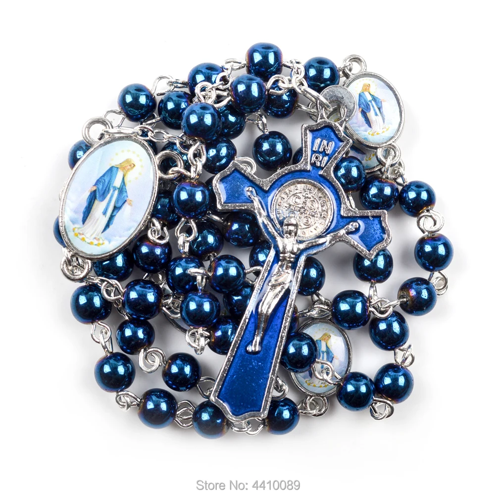 Blue Hematite Rosary – Our Lady of Grace 4