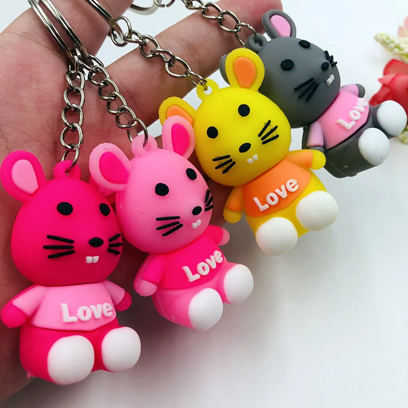 4PCS/Lot Creative New Year Keychain Cute INS PVC Soft Rat Mouse Pendant Car Bag Key chain Ornament Jewelry Accessories Gift | Украшения и