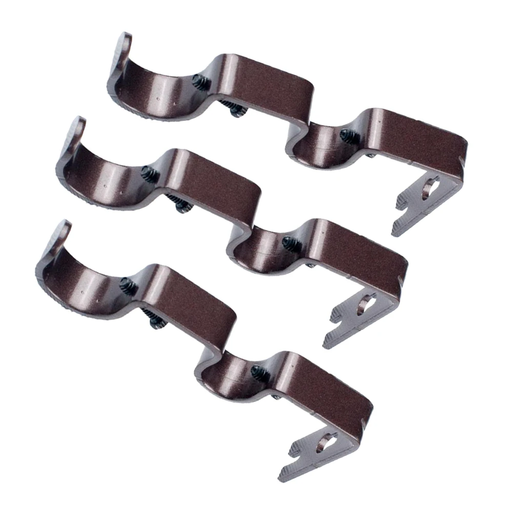 Set of 3 Adjustable Metal Drapery Double Curtain Rod Bracket Holder for 1 and 5/8inch Rod,Sturdy Steel