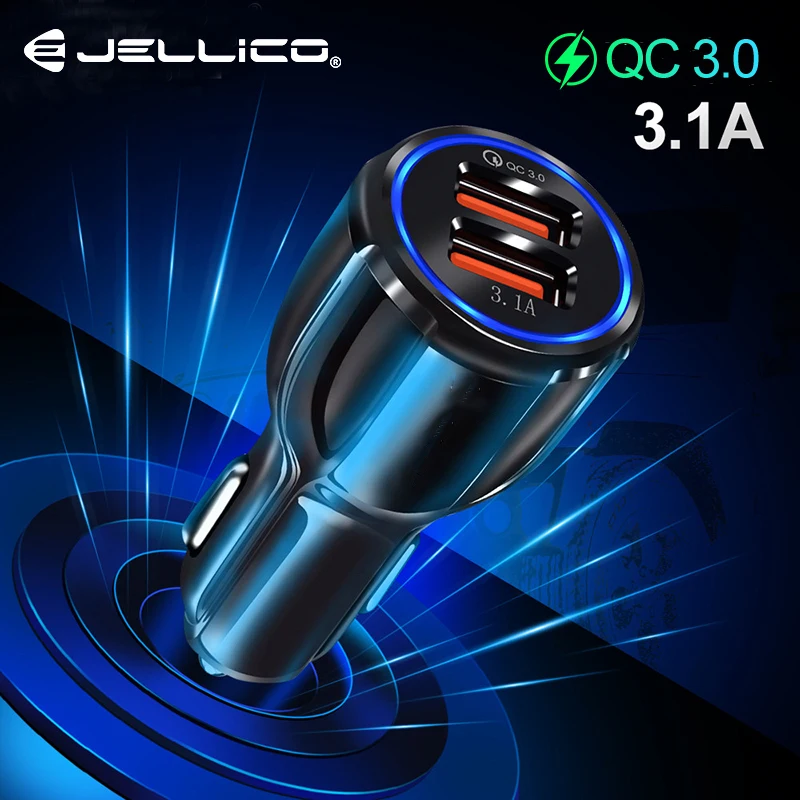 Jellico Car Charger Quick Charge 3.0 Mobile Phone Dual USB QC3.0 Fast for iPhone Samsung Tablet Car-Charger | Мобильные телефоны и