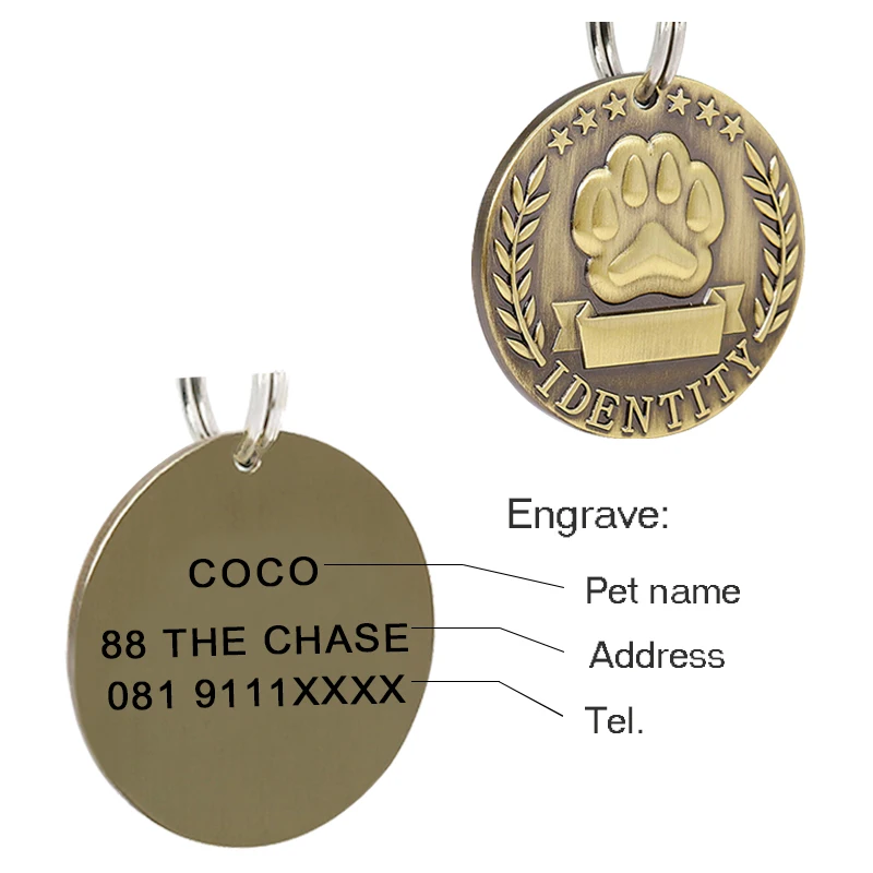 Personalized Engraving Anti lost Dog ID Tag Identification Customized Pet Name Puppy Collar Dog Cat Bone Tags Pet Supplies pet id tags pet collar dog collar tags pet id medal pendant id tag keychain id tag holder