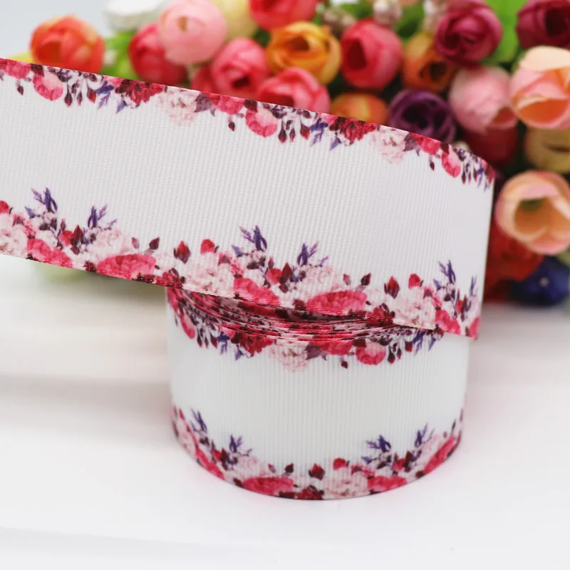 1 10 Yards 1.5'' 38MM Flower Printed Grosgrain Ribbons For Hair Bows DIY Handmade Materials Y19082003 - Цвет: 1