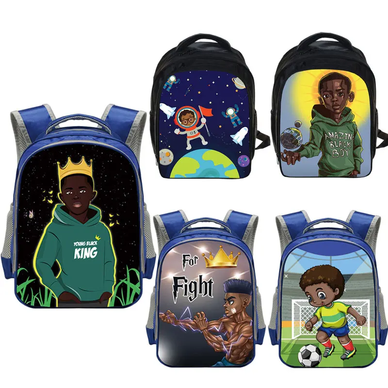 african american boy backpacks