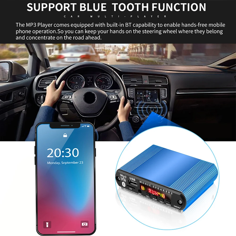 DIY автомобильный радиоприемник громкой связи MP3-плеер Bluetooth 5,0 приемник 5-12 в автомобильный комплект декодер доска fm-радио TF USB 3,5 мм AUX аудио