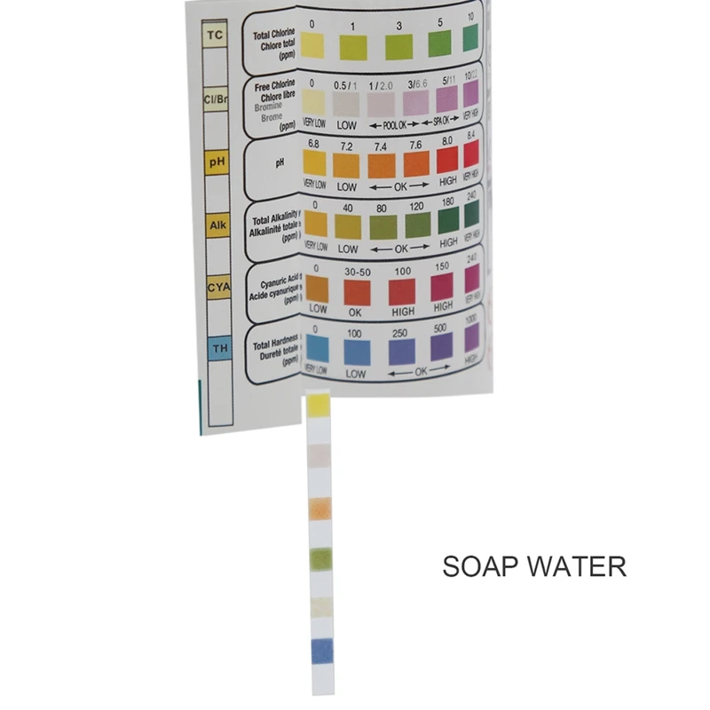 Тест бумажные полоски хлора брома pH щелочности цианурной кислоты твердости инструменты новые 6 в 1 для бассейна, спа воды