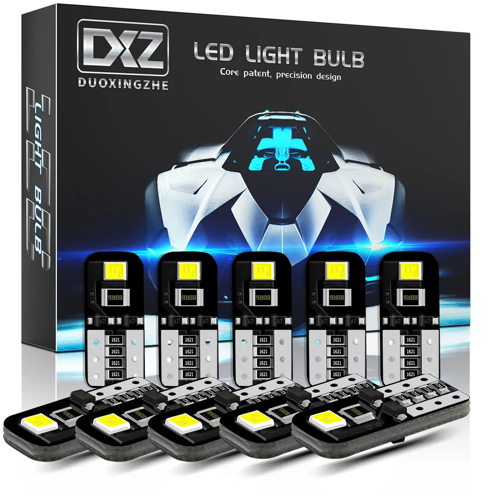 

DXZ 10PCS W5W LED T10 LED Bulbs Canbus 168 194 6000K White Car Interior Dome Map Light Parking Lights Error Free Auto Lamp 12V