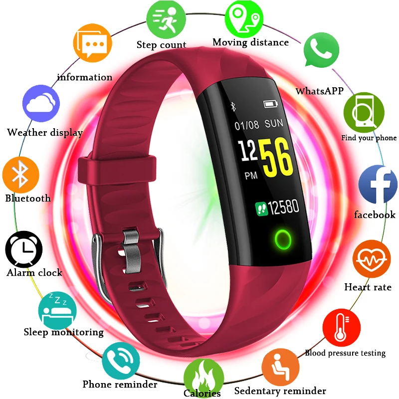 

2019 New Smart Bracelet Running Cycling Climbing Sport Health Pedometer LED Color Fitness Tracker Smart Watch Women Men+Box
