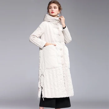 

Liva girl 2019 New Autumn Winter Women Duck Downs Jacket Slim Parkas Ladies Coat Long Hooded Plus Size Ultra Light Outerwear