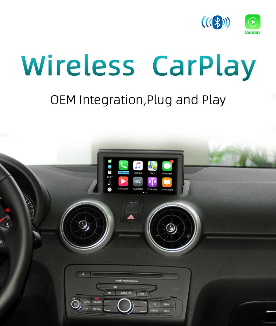 Sinairyu WIFI Wireless Apple Carplay For Audi A1 A3 A4 A5 A6 A7 A8 Q3 Q5 Q7 C6 MMI 3G RMC 2010- iOS Android Mirroring Auto