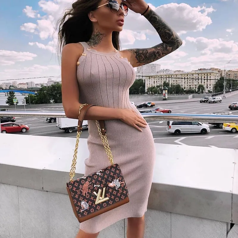

Women Bandage Dress Lady Sexy Bodycon Sleeveless Evening Party Club Dress Sexy Arrival Clothes
