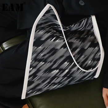 

[EAM] Women New Pu Leather Split Joint Striped Personality Accessories Fashion Tide All-match Spring Autumn 2020 1D344