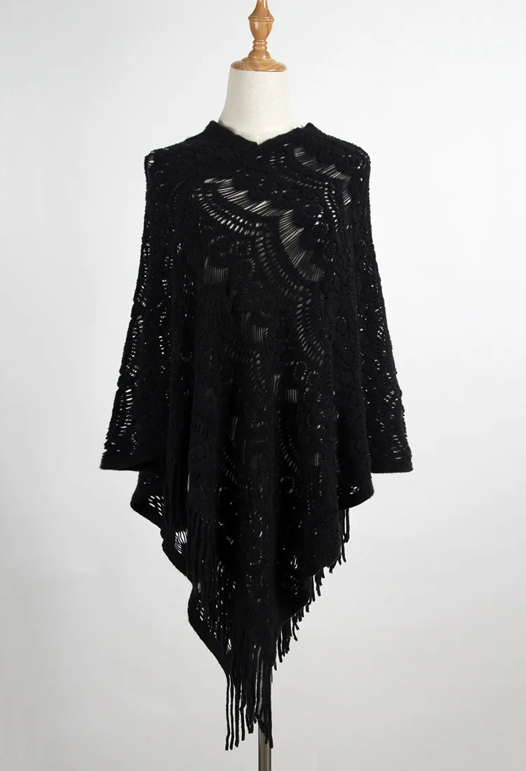 

Crochet Hollow Out Sweater For Women Spring Autumn Thin Knit Wear Elegant Cloak Woman Sweaters Loose Plus Size Multi Solid Color