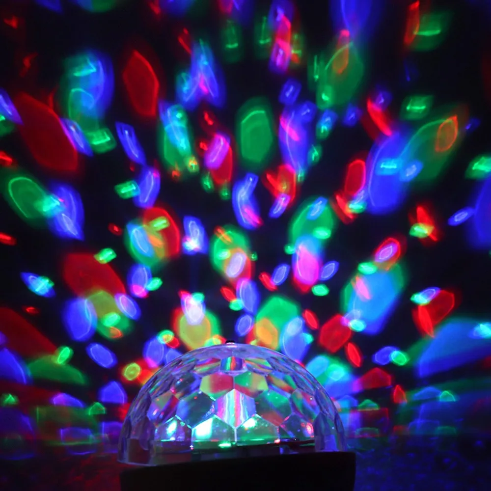 Диско-шар огни Bluetooth музыкальный динамик светодиодный Вечерние огни USB RGB DJ звуковая активация вращающиеся огни беспроводное подключение к телефону