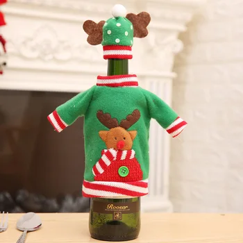 

Sweater Christmas Wine Bottle Covers Holiday Wine Bottle Cloth Cover with Hat for Christmas Party Decorations JA55