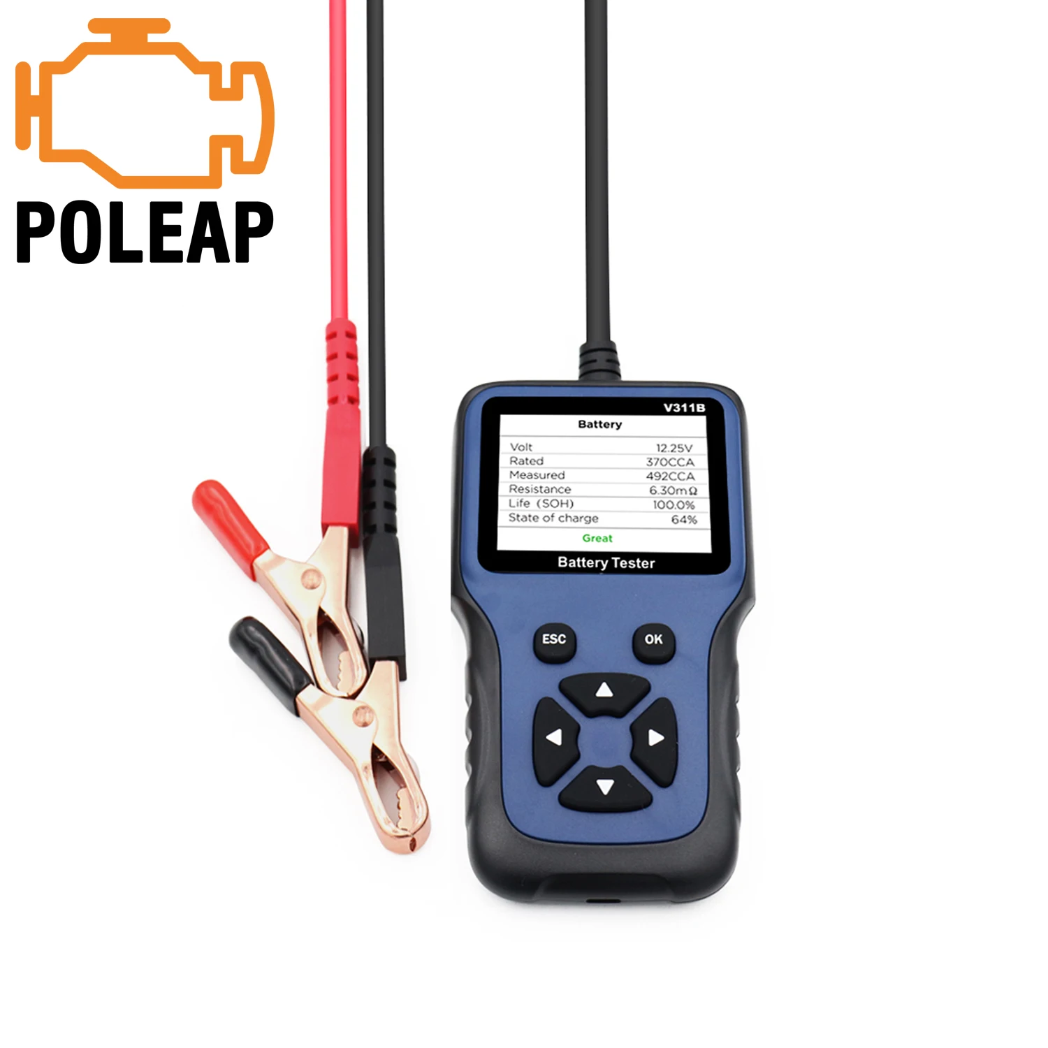 

311B 12V Car Automotive 100-2000 CCA Battery Load Tester Auto Cranking and Charging System Test Scan Tool elm327