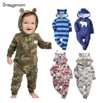 

2020 Spring Baby Boys & Girls Rompers 9-24m Romper With Hooded Fleece Long Sleeve Cute Jumpsuit Kids Outfits Costumes Pajamas