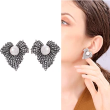 Брошь из белого золота серьги-гвоздики для женщин модные ювелирные изделия Bijoux винтажные серебряные цвета изысканный акриловый жемчуг серьги дропшиппинг