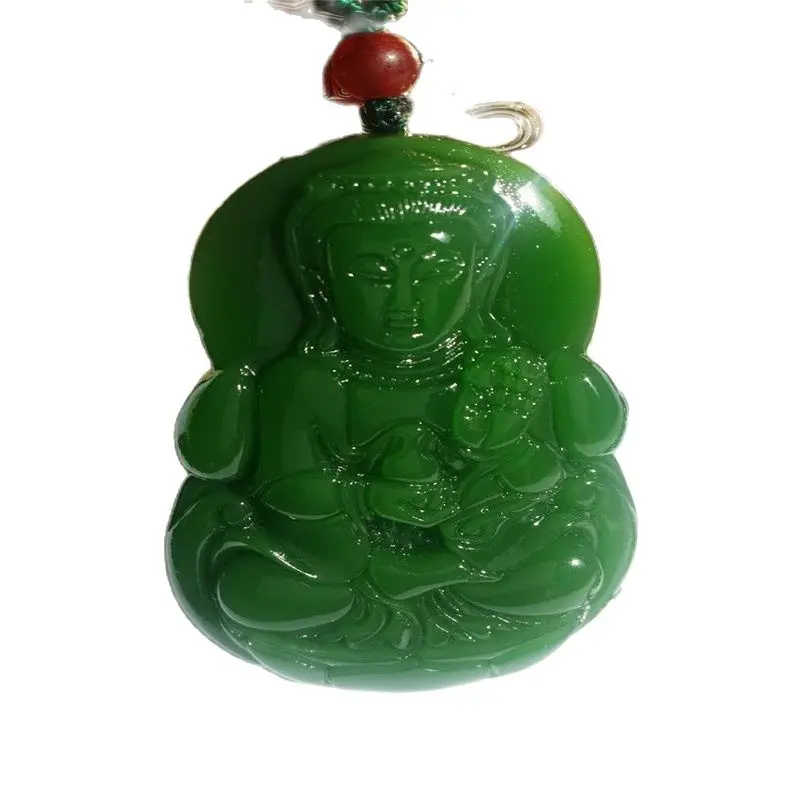 Xinjiang Hetian Jade Guanyin Подвеска Ожерелье гуанинь Лотос для мужчин | Дом и сад