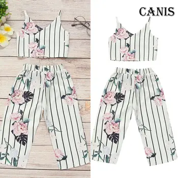 

Summer Baby Girls Floral Print Tops+Long Pants 2PCS Outfits Clothes Set