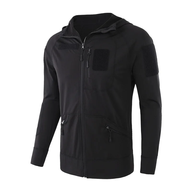 Новые мужские Зимние флисовые куртки для велоспорта для взрослых, спортивная одежда для активного отдыха, гоночная одежда ветровка с капюшоном - Цвет: Черный