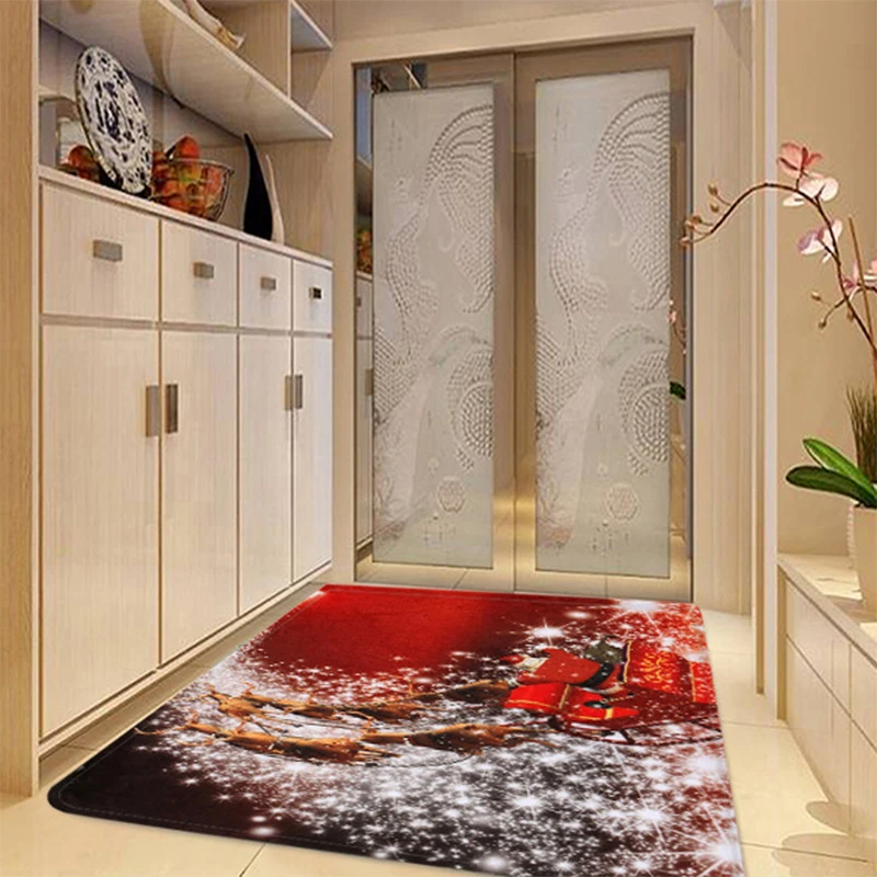 3D Рождественский Санта-Клаус, Противоскользящий коврик для кухни, столовой, камина, пола, фланелевый ковер, ковер, прочное Рождественское украшение для дома, напольный коврик