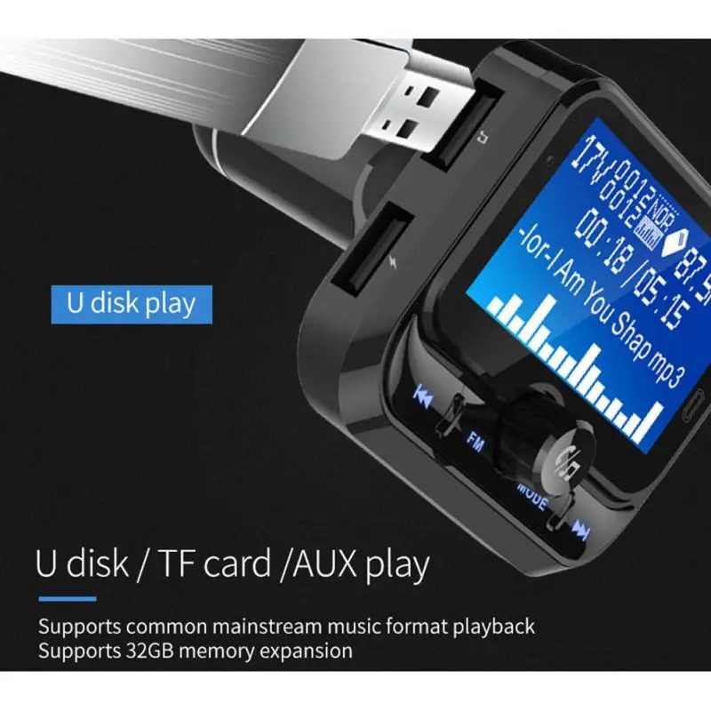 1,8 дюймов USB Автомобильное зарядное устройство Автомобильный MP3-плеер fm-передатчик Bluetooth приемник AUX вход Карта Памяти автомобильный прикуриватель