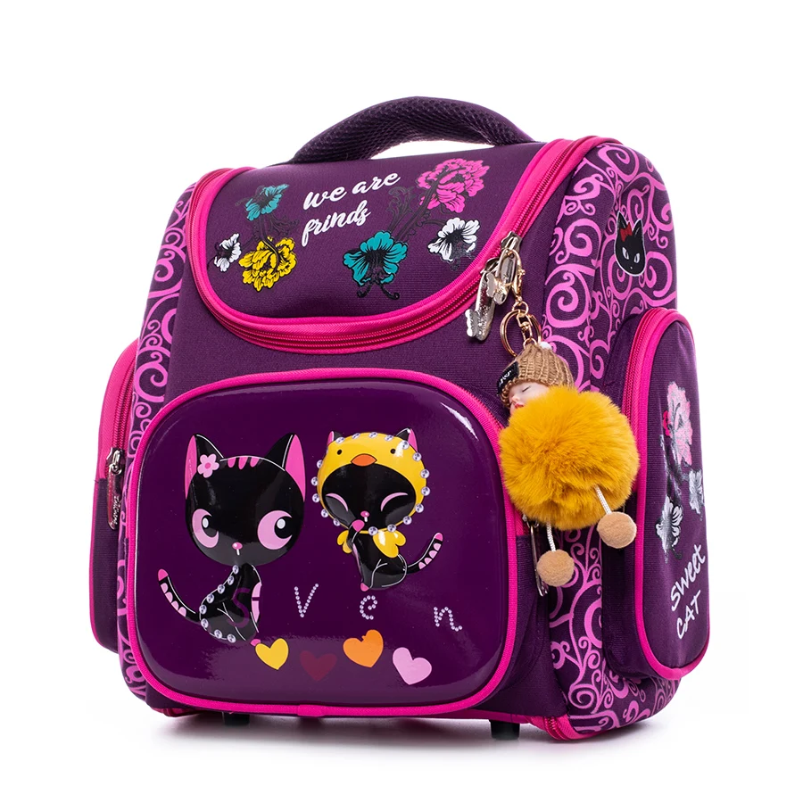 Kids Backpack Mochila School-Bags Girls Black Waterproof Cartoon Satchel Orthopedic Cat