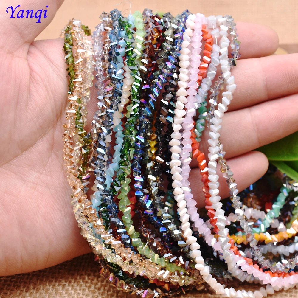 Crystal Beads 38 Color Triangle 4mm 130pcs Loose Glass Beads Jewelry Making DIY Earring Necklace