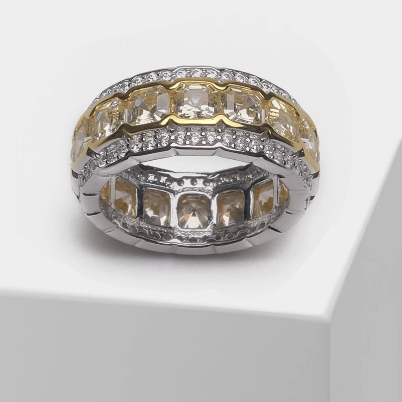 

Local focal Fashion 925 Silver Full drill yellow geometric design simple ring