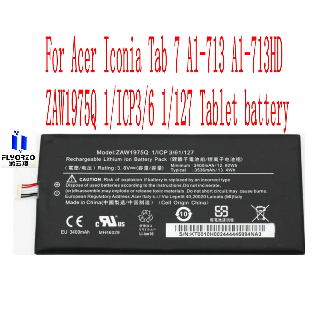 Новый высококачественный аккумулятор ZAW1975Q 3536 мА/ч для Acer Iconia Tab 7 батарея планшета