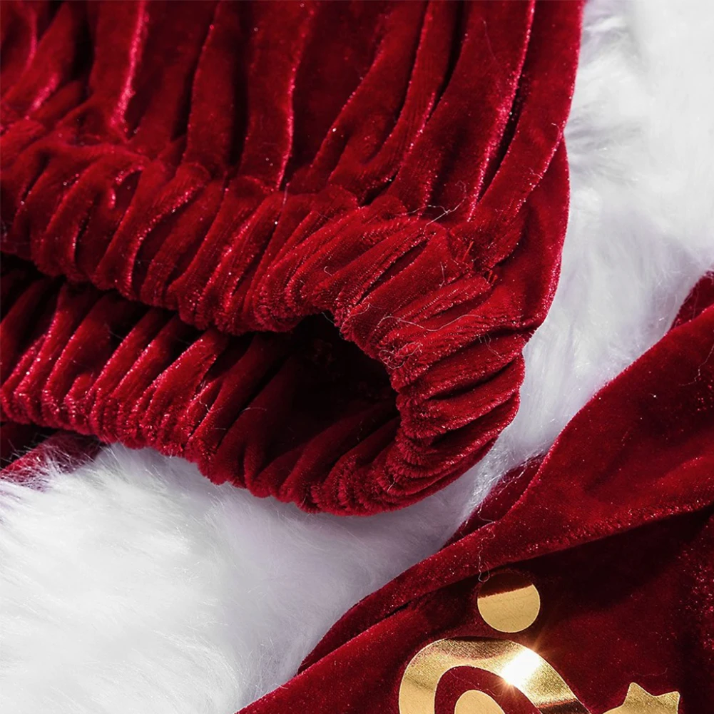 Мужская и Женская рождественская шапка Санта-Клауса, набор роскошных рождественских костюмов для отца, праздничная одежда, вечерние украшения