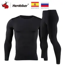 HEROBIKER, мужское термобелье с флисовой подкладкой, комплект мотоциклетного лыжного спорта, базовый слой, зимние теплые кальсоны, рубашки и топы, нижний костюм